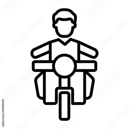 Man Riding Bike Vector Line Icon Design