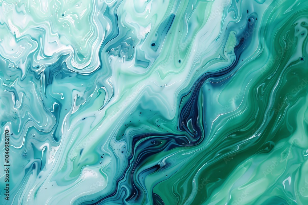 Obraz premium Abstract marble background with green and blue pattern. Liquid marble texture