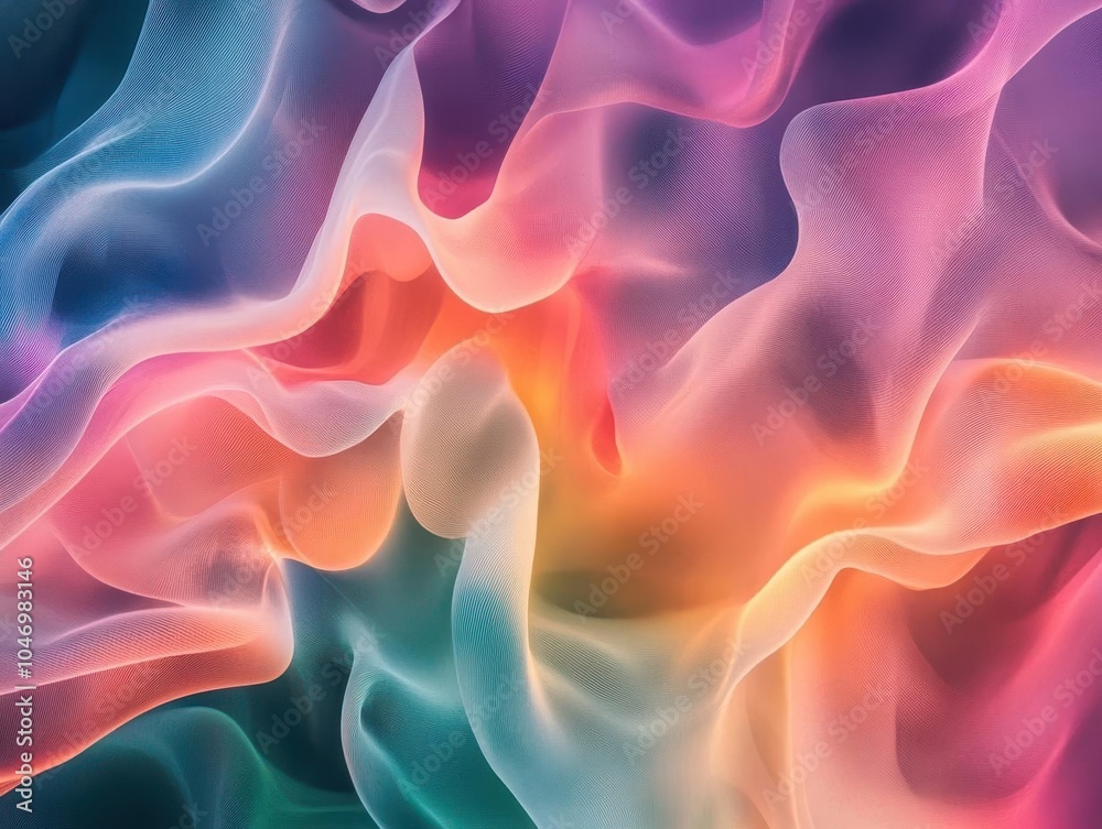 Obraz premium abstract panorama wallpaper showcasing organic lines and fluid forms in a harmonious blend of colors, creating an immersive visual experience that invites exploration and reflection