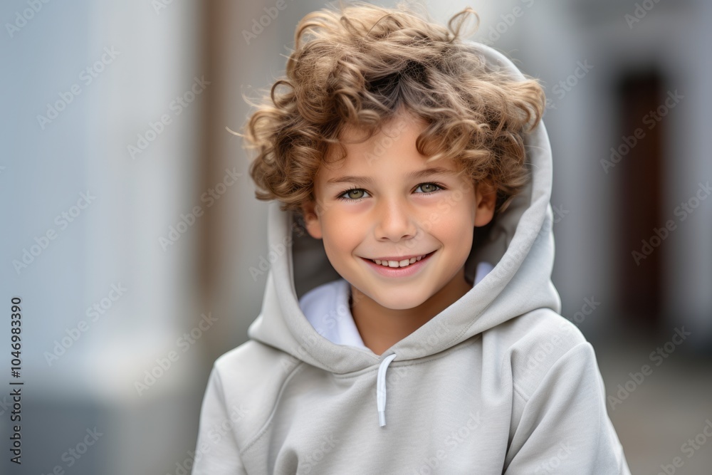 Portrait of a smiling little boy in a white hoodie. Portrait of a smiling little boy in a white hoodie.