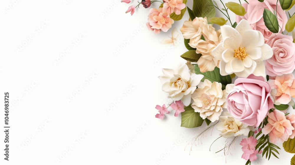 Spring flowers in paper cut style with copy space Pink and White Flowers Frame on White Background
Spring flowers in paper cut style with copy space Pink and White Flowers Frame on White Background