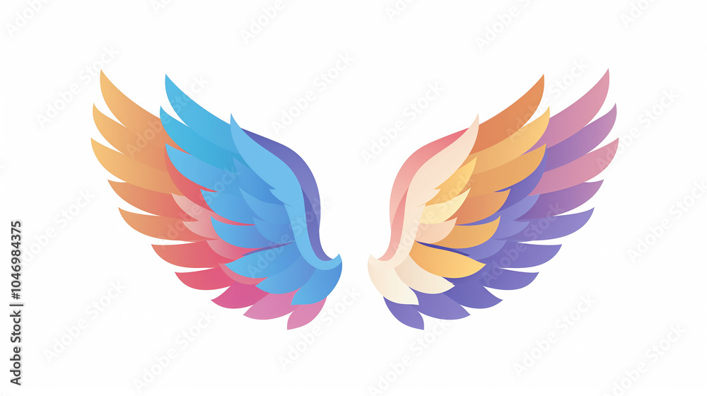 custom made wallpaper toronto digitalColorful Gradient Angel Wings Design Illustration