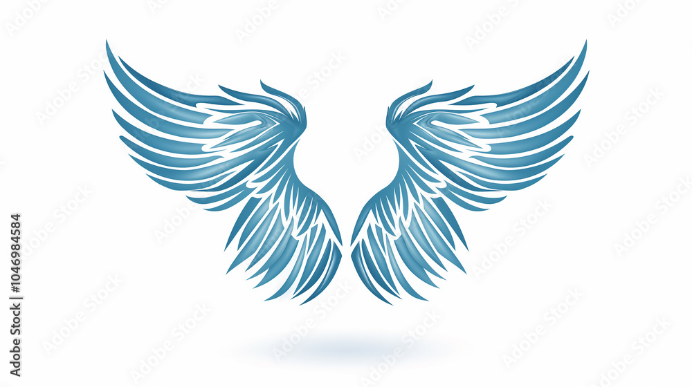 Fototapeta premium Abstract Blue Angel Wings Design Illustration