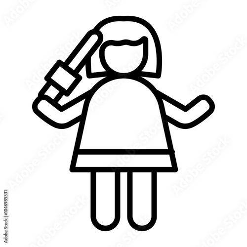 Hair Styler Vector Line Icon Design