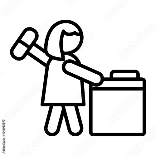 Woman Blacksmith Vector Line Icon Design