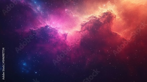 Vibrant cosmic nebulae with stars and multicolored gas clouds in deep space photo