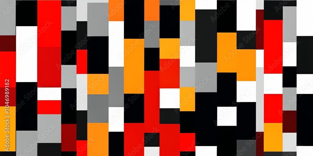 Fototapeta premium A colorful image of squares and rectangles with red, black, and white colors