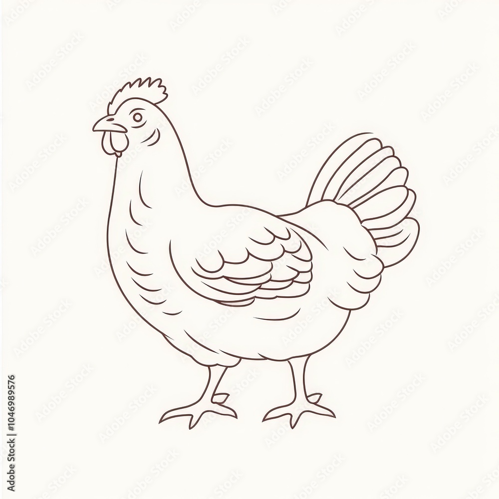 Chicken Line Art Logo: One Continuous Line Drawing of Hen Pet Farm Animal Chicken Line Art Logo: One Continuous Line Drawing of Hen Pet Farm Animal