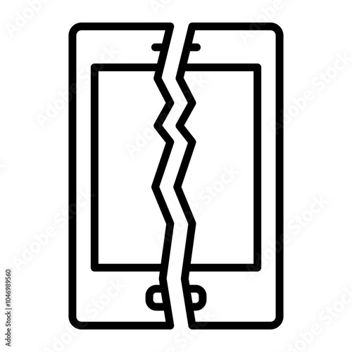 Broken Cell Phone Vector Line Icon Design