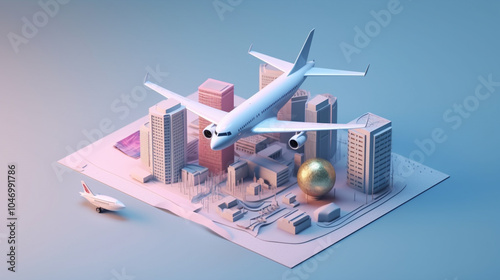 Engaging Digital Marketing Case Studies Featuring Colorful Data Visualizations and Analytics in a Stylized  Ticket and Passport Floating Above Tablet with Travel Theme  