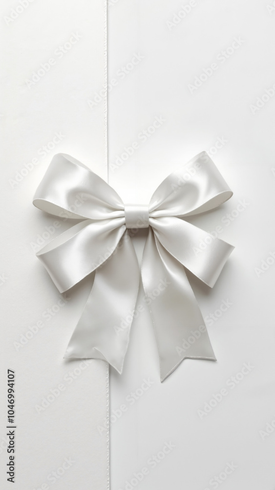 Elegant White Satin Ribbon Bow on Textured Paper: Perfect for Wedding Invitations, Greeting Cards, and Formal Documents Elegant White Satin Ribbon Bow on Textured Paper: Perfect for Wedding Invitations, Greeting Cards, and Formal Documents