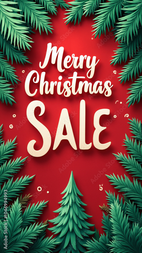 Festive Merry Christmas Sale Vector Banner with Pine Trees for Holiday Promotions and Seasonal Marketing Festive Merry Christmas Sale Vector Banner with Pine Trees for Holiday Promotions and Seasonal Marketing
