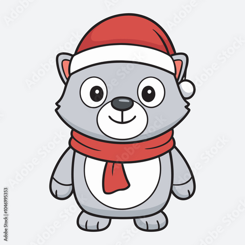 A cute santa claus dog vector art illustration file.