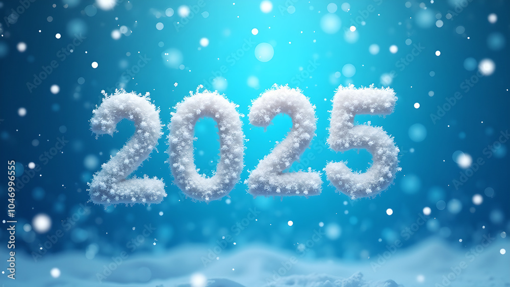 Snowflakes Falling Over a Blue Gradient Background happy new year 2025 Snowflakes Falling Over a Blue Gradient Background happy new year 2025
