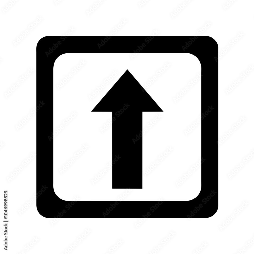 An icon typically used to signify uploading or an upward action within a square context