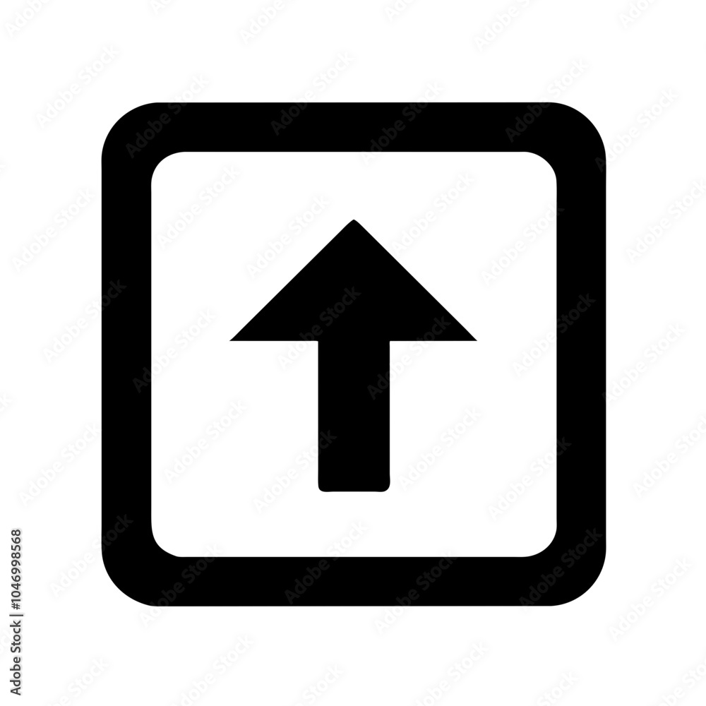 An icon typically used to signify uploading or an upward action within a square context An icon typically used to signify uploading or an upward action within a square context