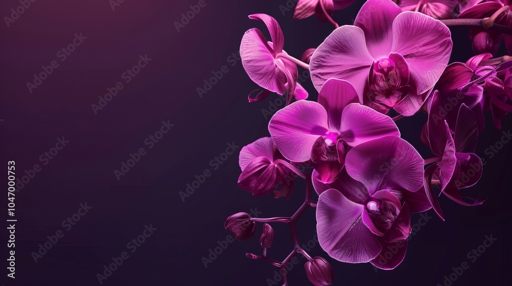 Pink orchid flowers on a dark background. Pink orchid flowers on a dark background.