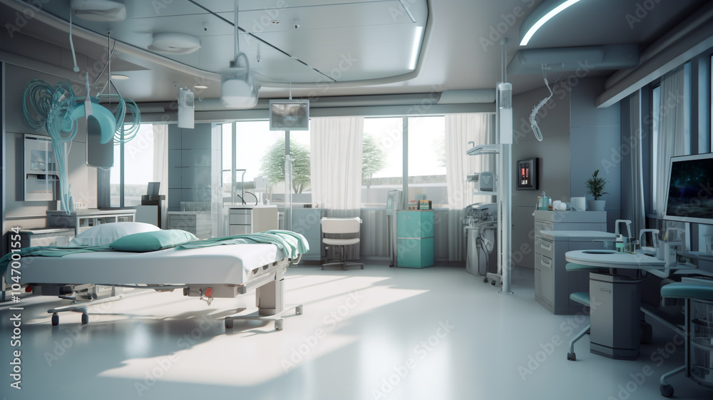 Obraz premium A modern hospital with state-of-the-art medical equipment, dedicated healthcare professionals, and compassionate patient care, symbolizing excellence in healthcare center concept background 
