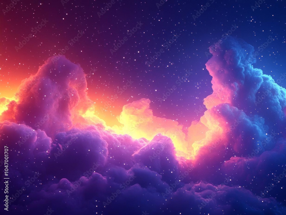Obraz premium a bright blue and orange nebula with pink and purple colors, in the style of abstractioncreation, fluid, magewave, dark skyblue and dark maroon