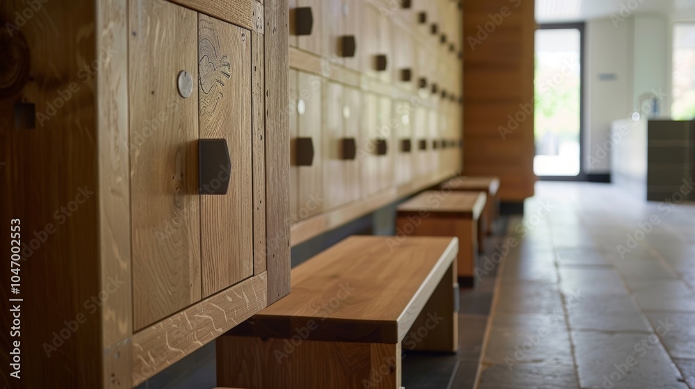 The with lockers and benches for guests to store their belongings. The with lockers and benches for guests to store their belongings.