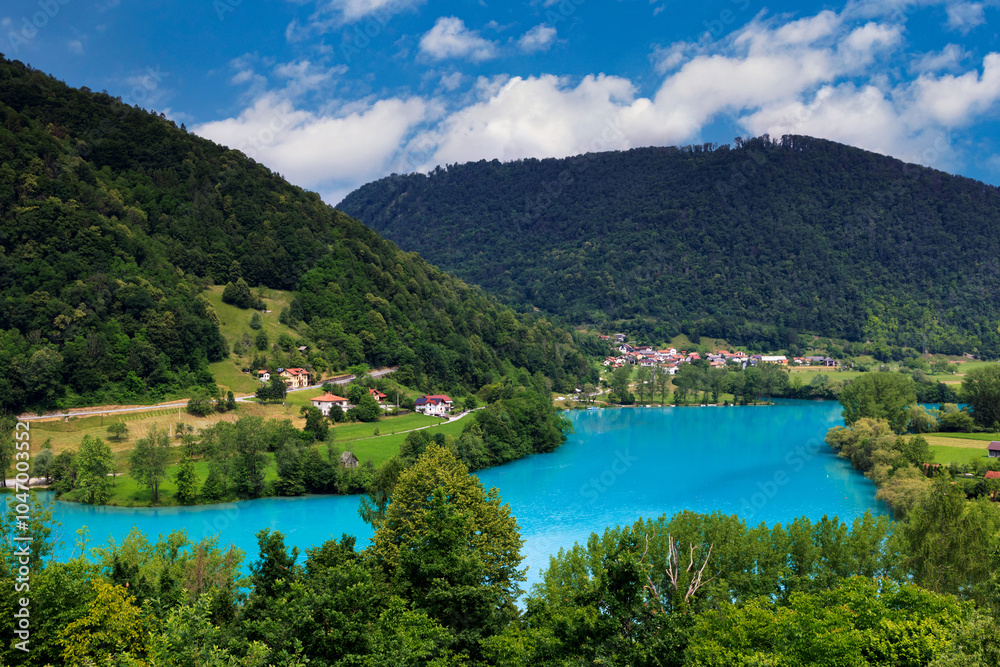 Julian Alps. Most na Soci lake,Slovenia. Julian Alps. Most na Soci lake,Slovenia.