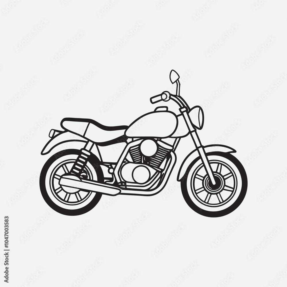 Fototapeta premium Motorcycle silhouette line art vector file.