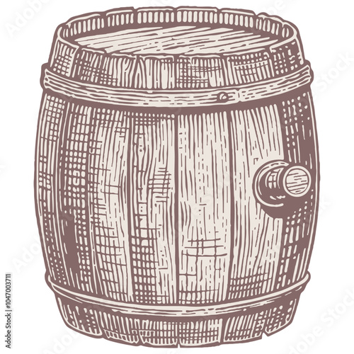 Wooden barrel, vector illustration