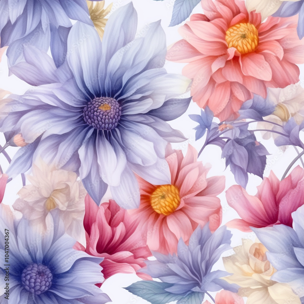 A seamless pattern featuring watercolor flowers on a white background Seamless pattern Pink flowers and leaves swirling on a white background ,water color
A seamless pattern featuring watercolor flowers on a white background Seamless pattern Pink flowers and leaves swirling on a white background ,water color