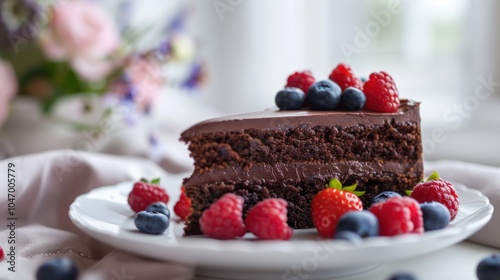 Delicious Chocolate Cake with Berries