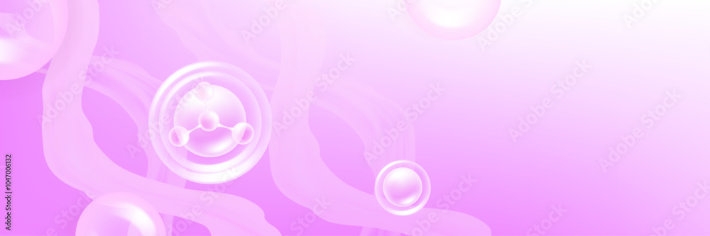 Obraz premium Hyaluronic acid and Niacinamide hair and skin solutions ad, pink collagen serum drop with cosmetic advertising background ready to use, illustration vector.