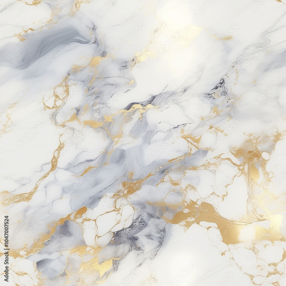 Obraz premium Seamless White marble stone texture with gold and gray veins, generative AI Elegant white marble texture with thin golden veins