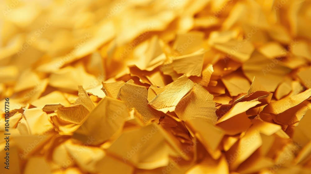 Close-up RAW Style of 24-karat gold leaf flakes, edible luxury decoration Close-up RAW Style of 24-karat gold leaf flakes, edible luxury decoration