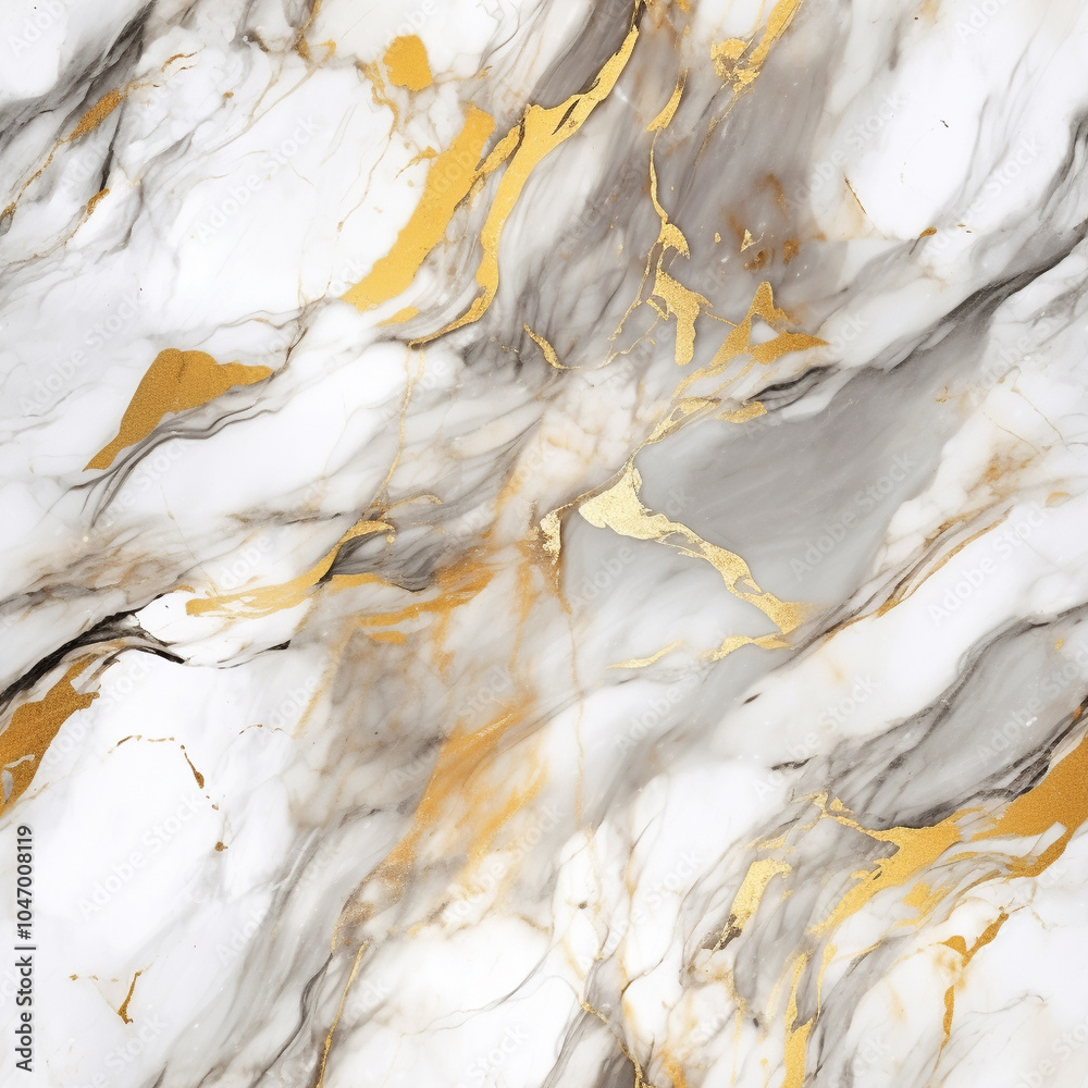 Obraz premium Seamless abstract seamless background, texture of artificial white marble stone with golden veins, fashionable marbled wallpaper 