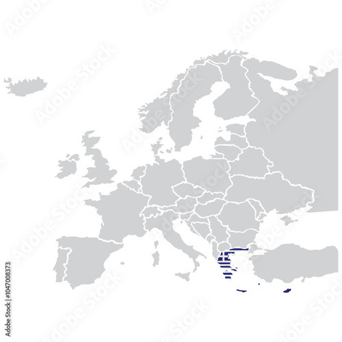 Mapa evrope sa izdvojenom Grckom, Grcka zastava