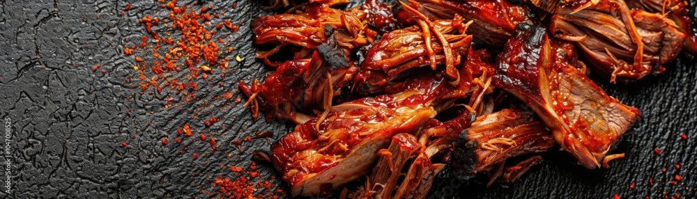 Close-up RAW Style of Artisanal Mexican cochinita pibil, slow-roasted pork Close-up RAW Style of Artisanal Mexican cochinita pibil, slow-roasted pork