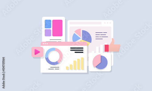 Data analytics, SEO Optimization dashboard and business finance report concept