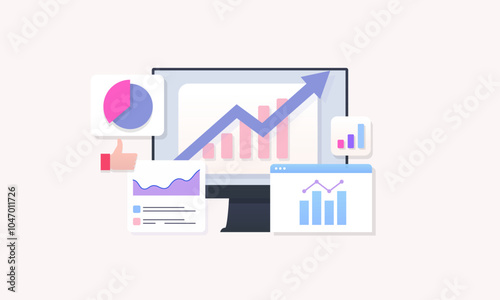 Data analytics, SEO Optimization dashboard and business finance report concept
