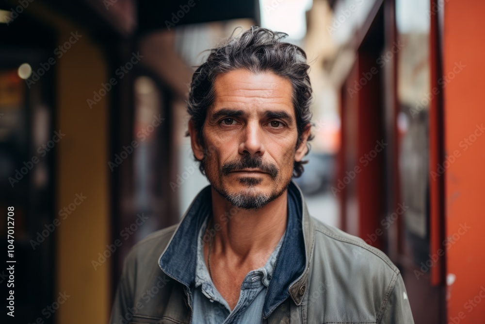 Portrait of a handsome middle-aged man in a city street. Portrait of a handsome middle-aged man in a city street.