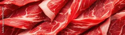 Close-up RAW Style of Premium Iberico pork secreto cut, Spanish delicacy