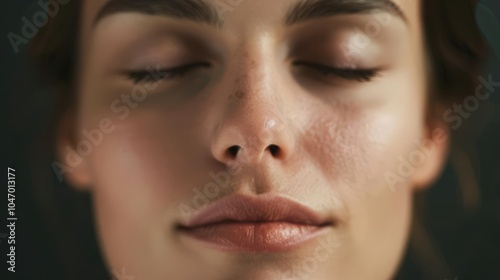 Close-up of yoga practitioner's closed eyes