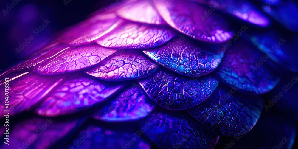 Obraz premium A close up of a purple dragon tail with a blue background