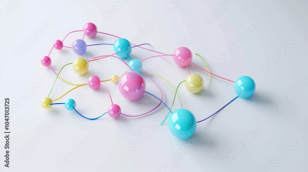 Fototapeta premium Colorful Spheres Connected by Strings