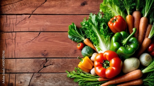 rustic background of weathered wood showcasing assorted vegetables.