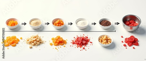 Professional Candy Making Process Steps with Ingredients and Final Products in Modern Food Photography photo