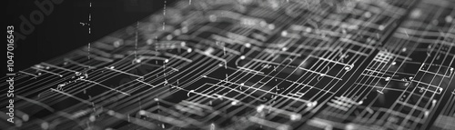 closeupA hauntingly beautiful wireframe mesh depiction of a musical graveyard, showcasing forgotten instruments and the evolution of music  ,Music