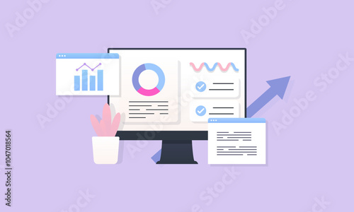Data analytics, SEO Optimization dashboard and business finance report concept