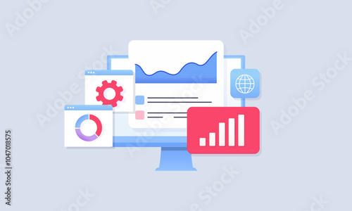 Data analytics, SEO Optimization dashboard and business finance report concept