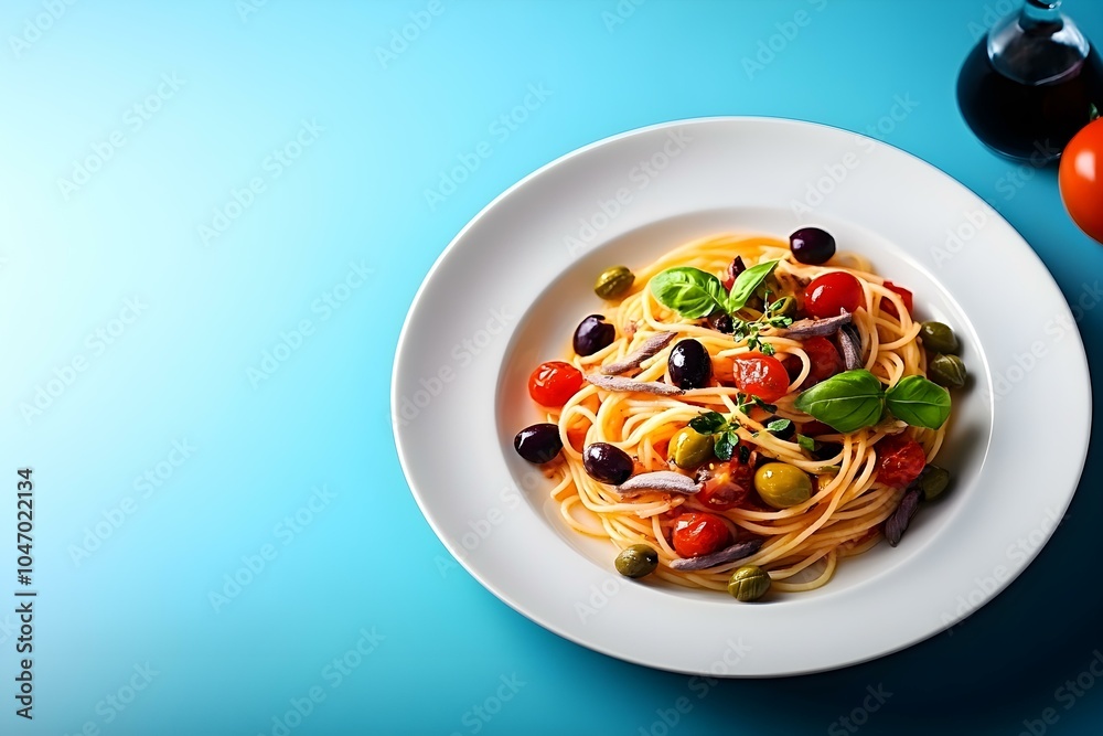 Spaghetti alla Puttanesca with Tomatoes, Capers, and Olives Spaghetti alla Puttanesca with Tomatoes, Capers, and Olives