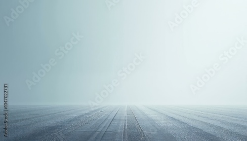 Expansive Space With Reflective Floor And Pale Blue Gradient