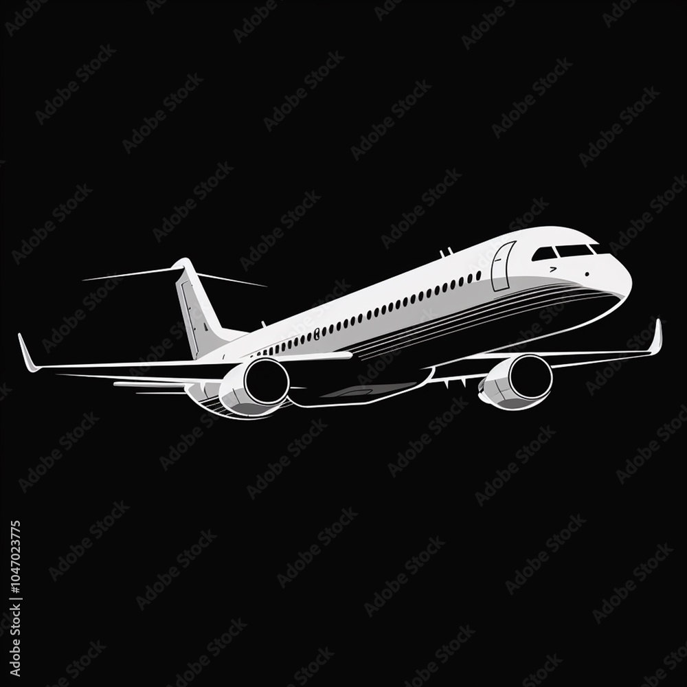 Simple black outline of an airplane clip art style minimalist icon Simple black outline of an airplane clip art style minimalist icon